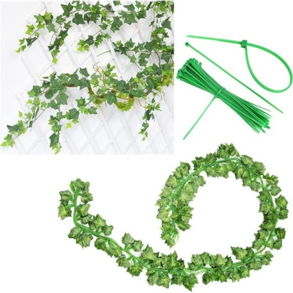 12 Pack Fake Vines for Room Decor Artificial Ivy Garland with Clip Green Flowers - Picture 7 of 7